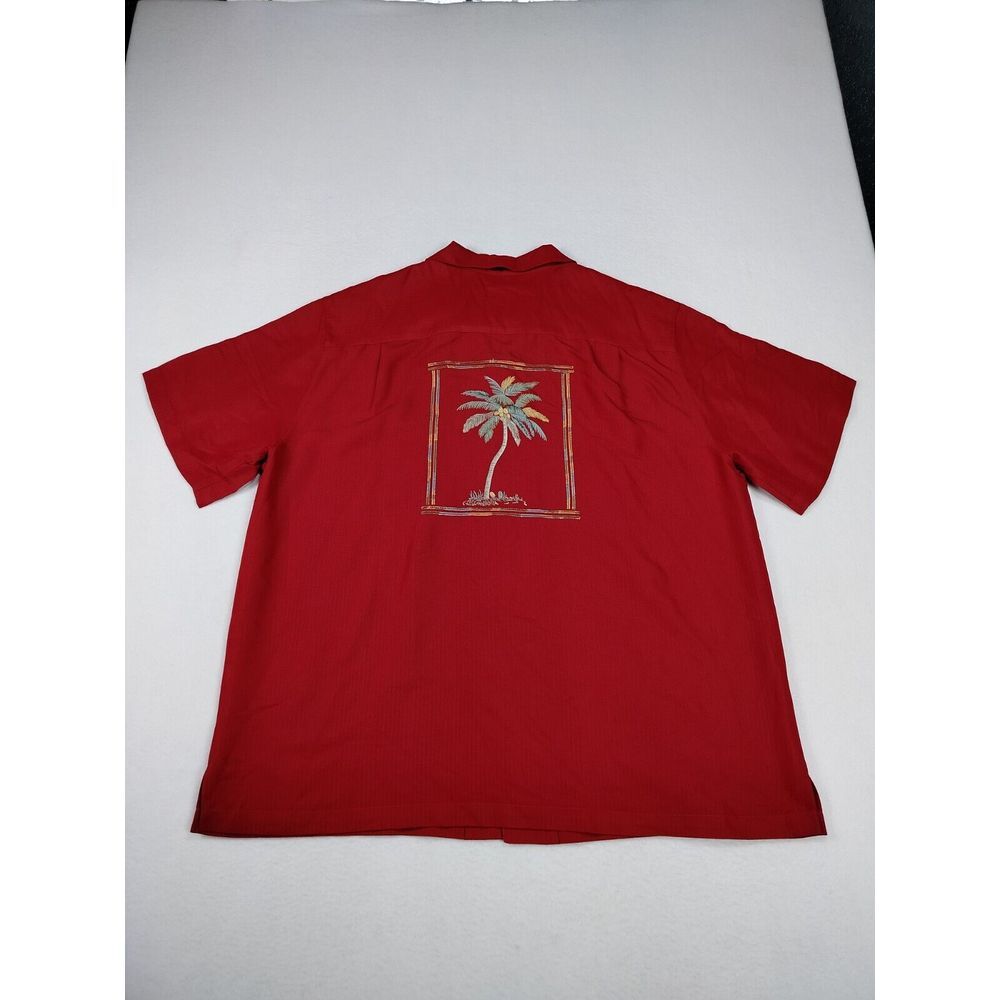 Caribbean Camp Shirt Men's XL Red‎ Hawaiian Floral Short Sleeve Button Up Beach